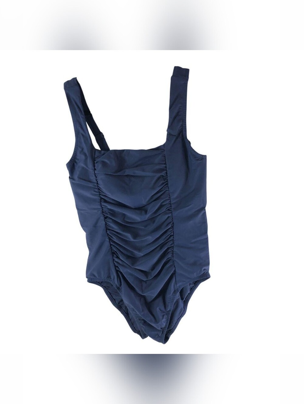 Universal Standard Navy Blue Square Neck Ruched One Piece Swimsuit
